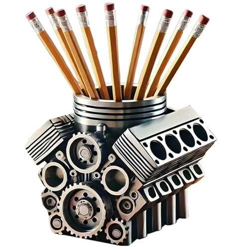 Tizee V8 Engine Pen Holder Desk Organizer