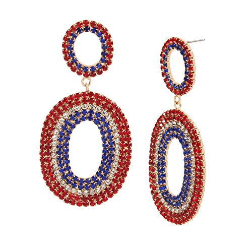 Preisvergleich Produktbild Betsey Johnson Oval Double Drop Earrings, RED / WHITE / BLUE (318240GLD975)
