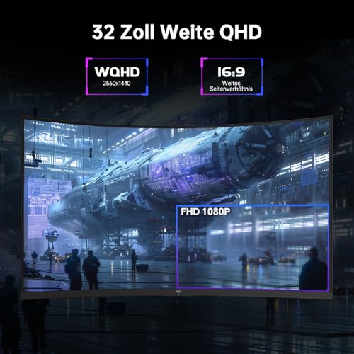 KTC Curved Gaming Monitor 32 Zoll | QHD@185Hz (OC) | 1ms Reaktionszeit | HVA Panel, 1500R Krümmung | 96% DCI-P3, 99% sRGB, 1,07 Mrd. Farben | HDR10 | VESA 100×100mm | Low Blue Light, Flicker-Free | H3 – Bild 5