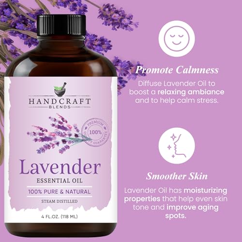 Aromatherapy Oils Handcraft ätherisches lavendelöl - 100% rein & natürlich - premium therapeutische qualität mit premium glastropfer - 120ml