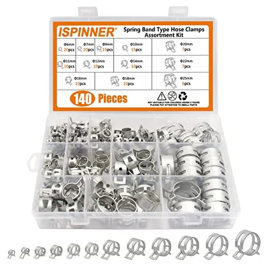 ISPINNER 140pcs 6-25mm Spring Band Type Fuel Line Silicone Vacuum Hose Pipe Clamp, 12 Sizes Low Pressure Air Clip Clamp