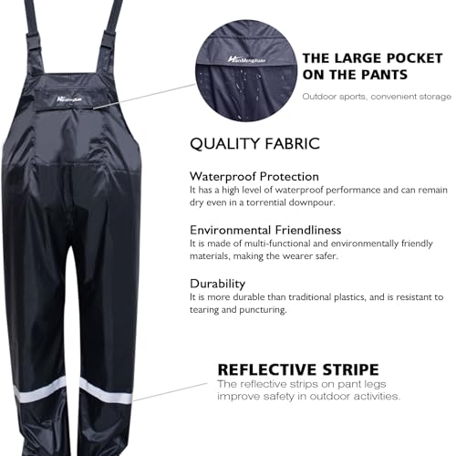 Men's Waterproof Rain Bib Overalls - Windproof Adjustable Outdoor Fishing Workwear Pants3