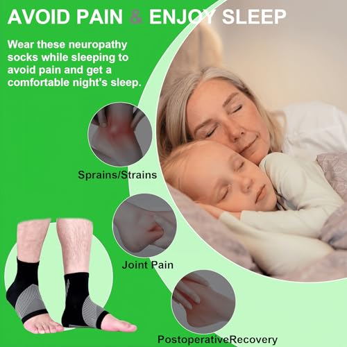 KHACHVA 2Pairs Compression Socks For Women & Men, Foot Neuropathy Socks, Nano Neuropathy Socks Dr - Sock Soothers For Neuropathy Sleep Socks, Comprex Ankle Brace Sleeves - Image 6