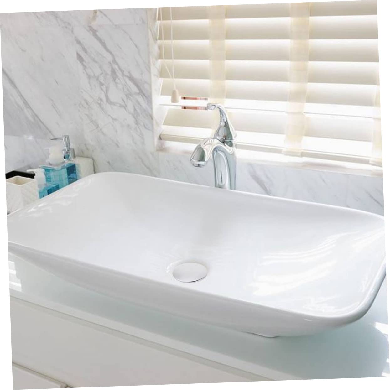 SHINEOFI 3 Set Pannello Di Rimbalzo Tappo Del Lavandino Rimbalzante Scarico Della Vasca Da Bagno Copripiletta Per Lavabo Coperchio Di Scarico Lavello Silver Acciaio Inossidabile 2 Pezzi * 3