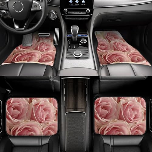 Alfombrillas para coche impermeables con estampado floral rosa de alta resistencia universal