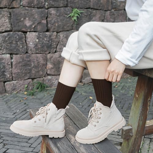 Image of Women Crew Dress Socks Cotton Solid Color Slouch Sock for Dressy Shoes 5 Pack