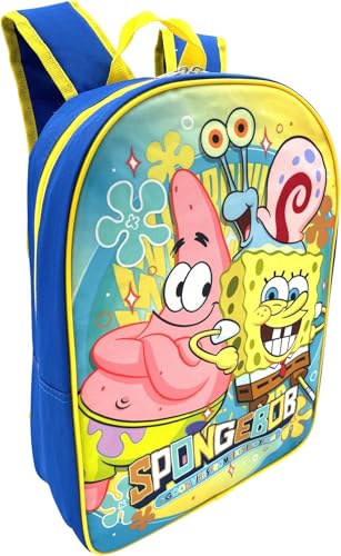 Ruz Sponge Bob 15" School Backpack (Blue-Blue-Yellow)3