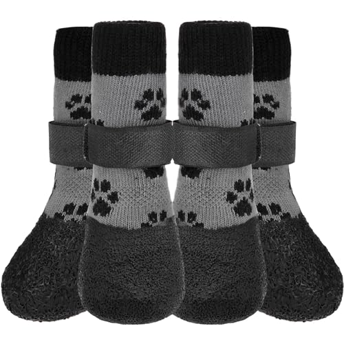 KOOLTAIL Anti Slip Dog Socks for Hot/Cold Pavement to Prevent Licking Paws,Booties for Hardwood Floors,Traction Rain Dog Boots&Paw Protectors Shoes with Grip for Small Medium Large Senior Dogs