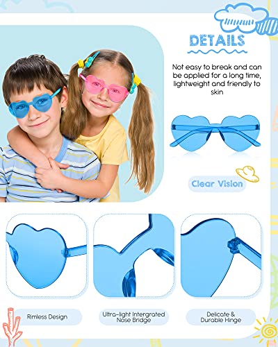 EBOOT 8 Pairs Kids Heart Shaped Sunglasses Rimless Transparent Candy Color Eyewear Vintage Rainbow Sunglasses Bulk3