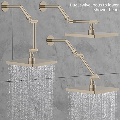 Hibbent 5 Inch All Metal Shower Head Extension Arm, Solid Brass Shower Arm Extender With Universal Connection For Rain And Handheld Showerhead, Height & Angle Adjustable Shower Arm thumb #4