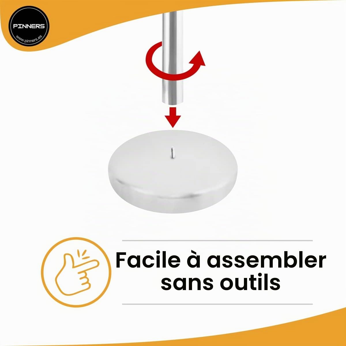Poteau de séparation extensible 3 mètres (2 pièces) - Poteaux de séparation, ruban non passé, ruban de délimitation, poteau ruban extensible rétractable, ruban interdit, barrière extensible 3