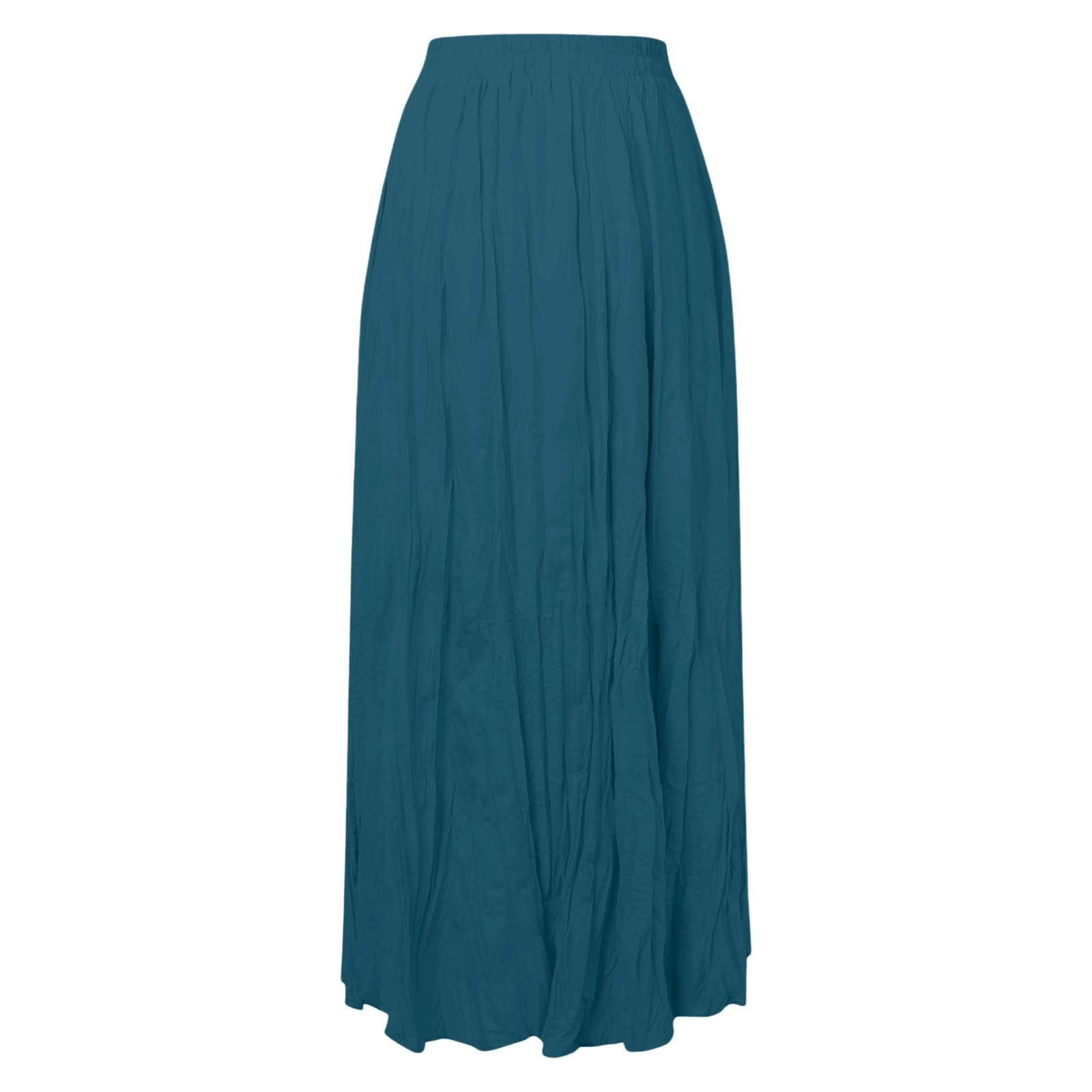 Moda Damska Casual Wysoka Talia Plisowana Sukienka Jednokolorowa Luźna Spódnica Plażowa Maxi Długa