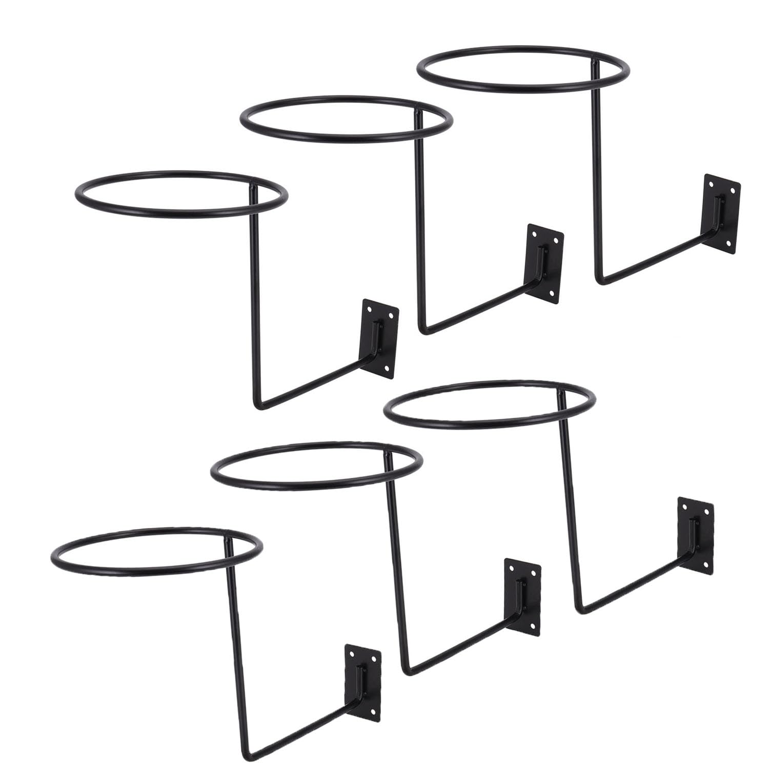 JFG RACING Lot de 6 supports muraux pour casque de moto, baseball, basket-ball, chapeaux - Noir