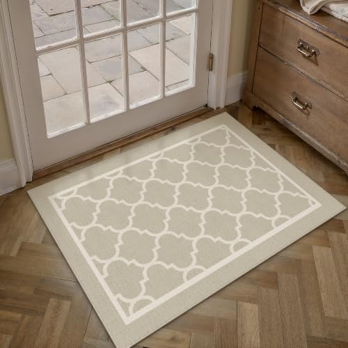 PureCozy Beige 2x3 Washable Area Rug Entryway Small Non Slip Door Mat — view 2