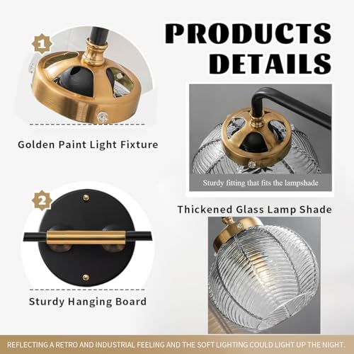 Image of 4-Light Bathroom Vanity Light Black Wall Light Sconces with Smoky Gray Glass Shade Mid Century Bathroom Wall Lights Fixtures Modern Vanity Lamp for Over Mirror Living Room Cabinet