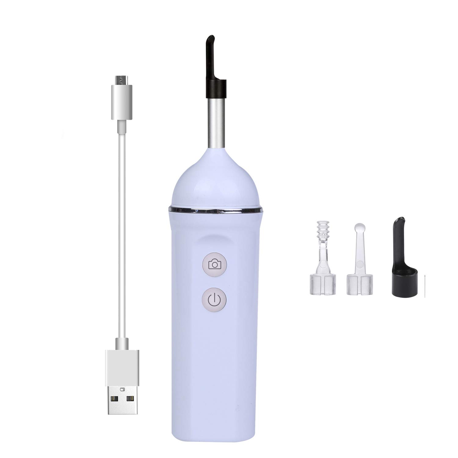 Otoscopio WiFi 720P HD Cámara de oído 5,5 mm para la inspección de oídos, endoscopio, eliminación de cera de oídos, herramienta visual con 6 luces LED, blanco
