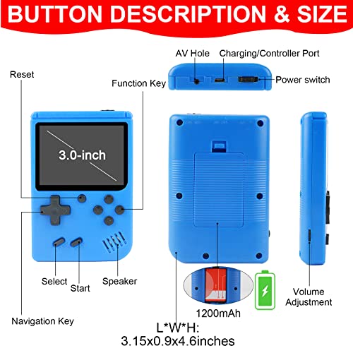 Retro Handheld Game Console, 500 Games Portable Hand Held Video Game For Kids & Adult Classical Fc Games With 3.0-Inch Screen Rechargeable Battery Handheld Gaming Two Players Support For Tv #TOP5