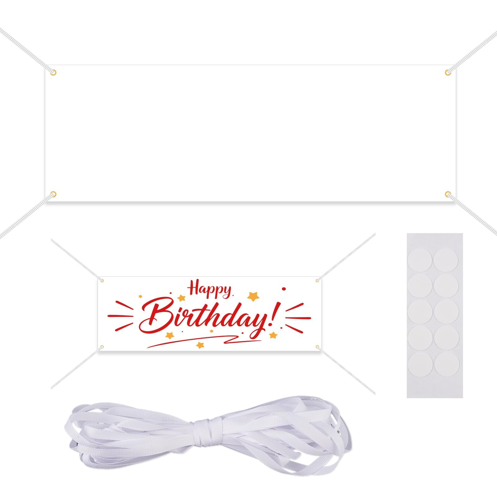 Personalised Banner 300 x 100 cm Extra Long Blank Banner Paintable Blank Banners White Personalised Flag Make Your Own Banner DIY Banner White Flag Banners with 6m Rope Banner for Party Decoration