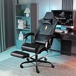 Gaming Stuhl Computerstuhl Ergonomischer Gaming Chair mit Fußstütze Bürostuhl Ergonomischer Computerstuhl mit Lendenwirbelstütze Schwarz – Bild 2