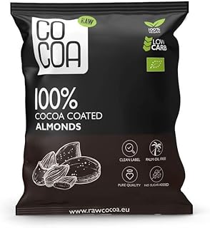 CO COA Mandeln in Kakao Nibs: Zuckerfreie Schokolade - Bio, Vegane Schokolade Ohne Zucker, Roh, Glutenfrei, Laktosefrei - 70g Snack für Low Carb & Keto Diät - Ohne Konservierungsstoffe