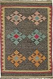 Fabricación: tejido a mano Nain Trading Kilim Afghan - Alfombra oriental (120 x 82 cm), color gris