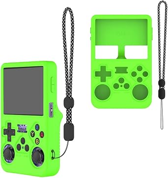 Silicone Protective Case for R36S Retro Handheld Game Console, Soft Skin Cover Sleeve with Lanyard Dust-Proof Shockproof All-Round Protector Green
