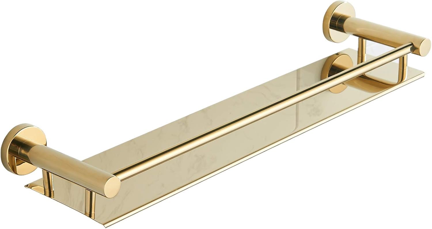 Oslen Bathroom Shelf Stainless Steel Wall Mounting Rack Organizer Storage Shelves for Kitchen Bathroom Accessories Rack Shelf, Gold (15 * 5 INCH) 1