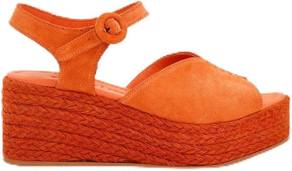 Yargici Platform Taban Deri Espadril, Turuncu, 41