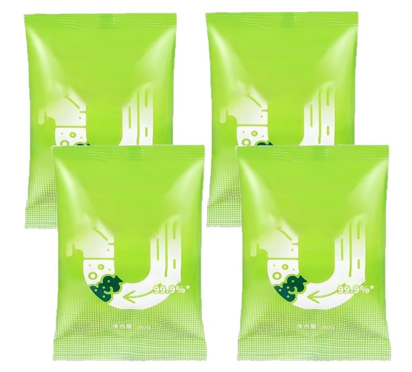 Polvo para dragado de tuberías, potente limpiador de fregaderos y desagües, desatascador de desagües, limpiador y desodorizante de desagües, limpiador multiusos para cocina, baño e inodoro (4)