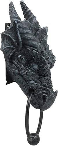Miniatura 4 de Ebros Gift Gótico Antiguo Dragón Cuernos Wyvern Monarca Guardián Cabeza Aldaba de puerta Mitos y leyendas Calabozos y Dragones Decoración del hogar