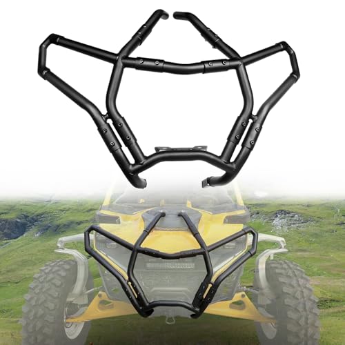 CUSAUTV Front Combined Bumper Compatible with 2024 2025 Can-Am Maverick R X RS Accessories Heavy Duty Brush Guard Protector Front Coverage Bumper for Can Am Maverick R 2024+ Replacement for 715010071