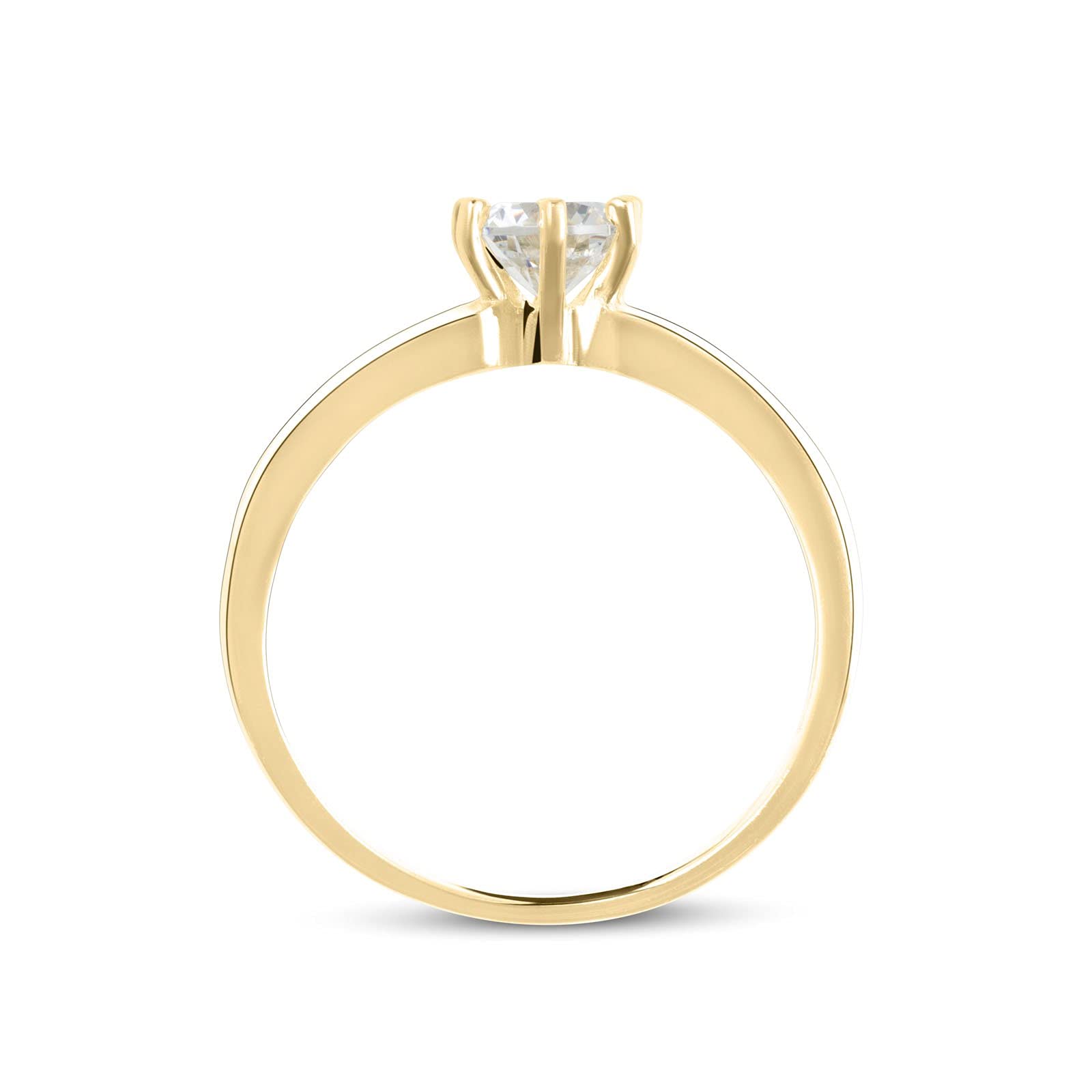 Solitärring mit Seitensteinen für Damen aus 925er Silber, 18 Karat vergoldet -, Silber, Gold