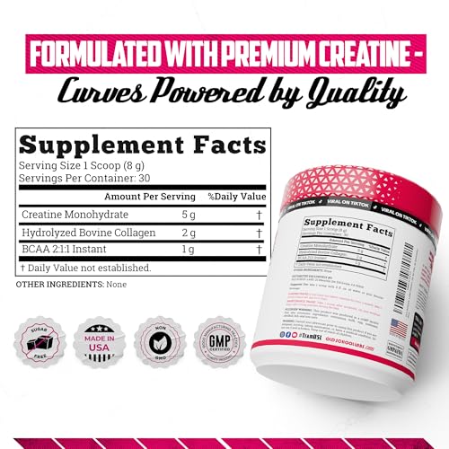 Old School Labs Creatine for Women – Post-Workout Supplement with 5000mg Creatine Monohydrate Powder, 2000mg Collagen & BCAA 2:1:1 for Strength Support & Recovery – Unflavored - 8.57 Ounce (Pack of 1) - Image 3
