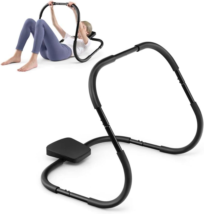 GYMAX Abdominal Cruncher, Portable Ab Trainer Roller Exerciser with Padded Headrest and Foam Handle, Sit Up Training Assistant for Home, Gym & Office