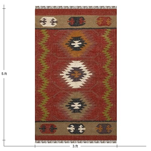 Tapete kilim reversible 91x152 cm diseño geométrico multicolor miniatura 3