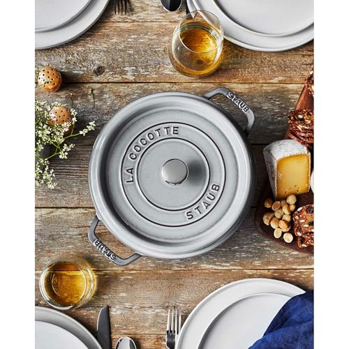 Image of Staub Cast Iron 2.75-qt Round Cocotte - Graphite Grey, Made in France