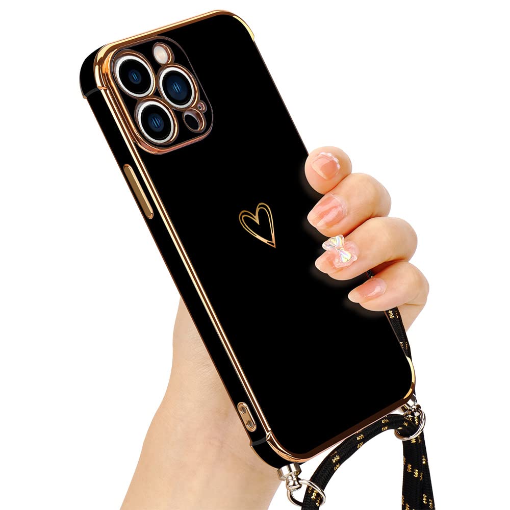Handykette Mit Hülle Für IPhone 11 Pro Max – Herz-Design, Silikon, Verstellbar