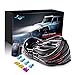 MICTUNING LED Light Bar Wiring Harness Fuse 40Amp Relay ON-OFF SASQIATCH Rocker Switch Blue(2 Lead )