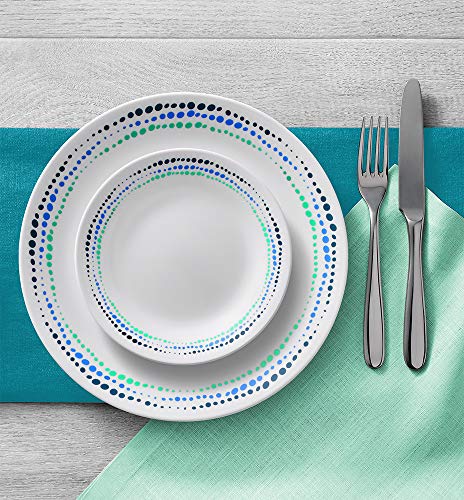 Corelle Vitrelle 18-Piece Service for 6 Dinnerware Set Triple Layer Glass and Chip Resistant, Lightweight Round Plates and Bowls Set, Ocean Blue - Image 4