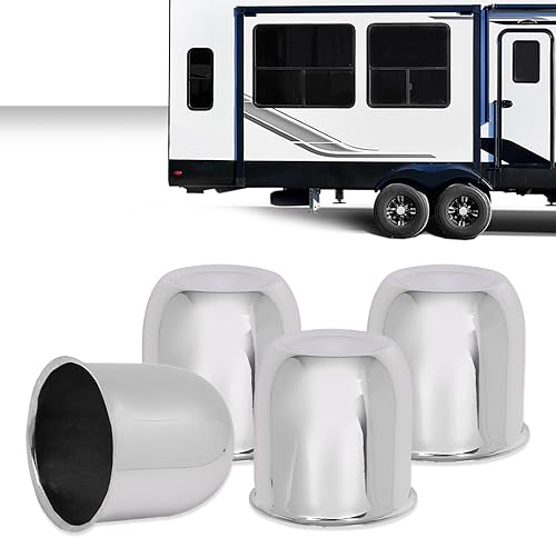 Miniatura 2 de GRAND ORANGE 4 tapas centrales de rueda cromadas para llantas de remolque de 3 14 pulgadas, 3.25 pulgadas, orificio central, rayado ligero