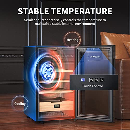 NEEDONE 300 Count Cabinet with Heating and Cooling Electric Temperature Control System, Made with Spanish Cedar Wood Shelves & Drawer with Hygrometer, LED Lighting, Gift for Men