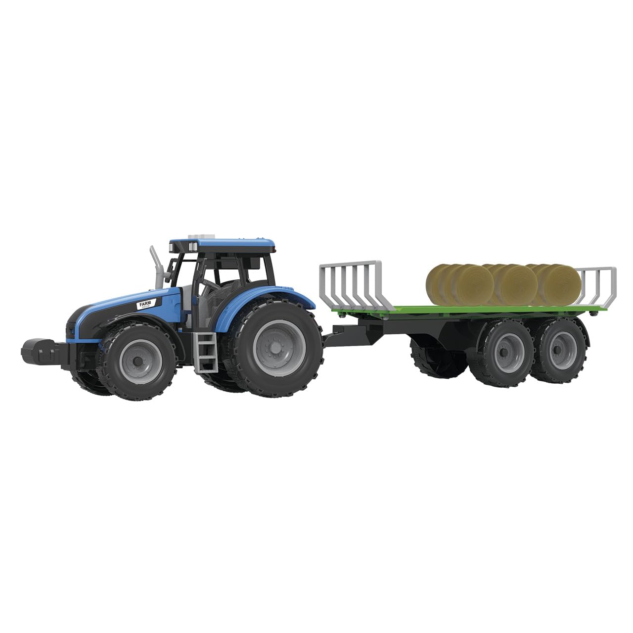 TACHAN - Blue Tractor with Removable Trailer - 1:32 Scale - Lights and Sound (CPA Toy Group 702T01054)