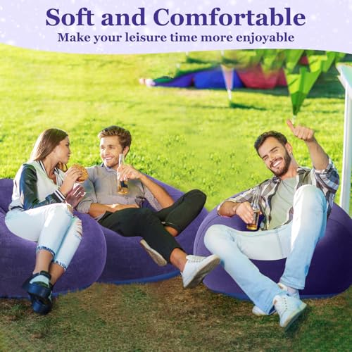 Image of Realspring Inflatable Bean Bag Chairs Outdoor Blow up Camping Chairs Inflatable Lazy Sofa Folding Portable Bean Bag Loungers Couch for Movie Night(Blue,6 Pcs)