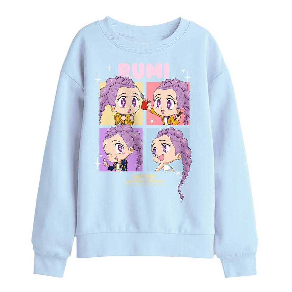 Kpop Demon Hunters - Huntrix Rumi Chibi Boxes Kids Sweatshirt, Light Blue, 5-6