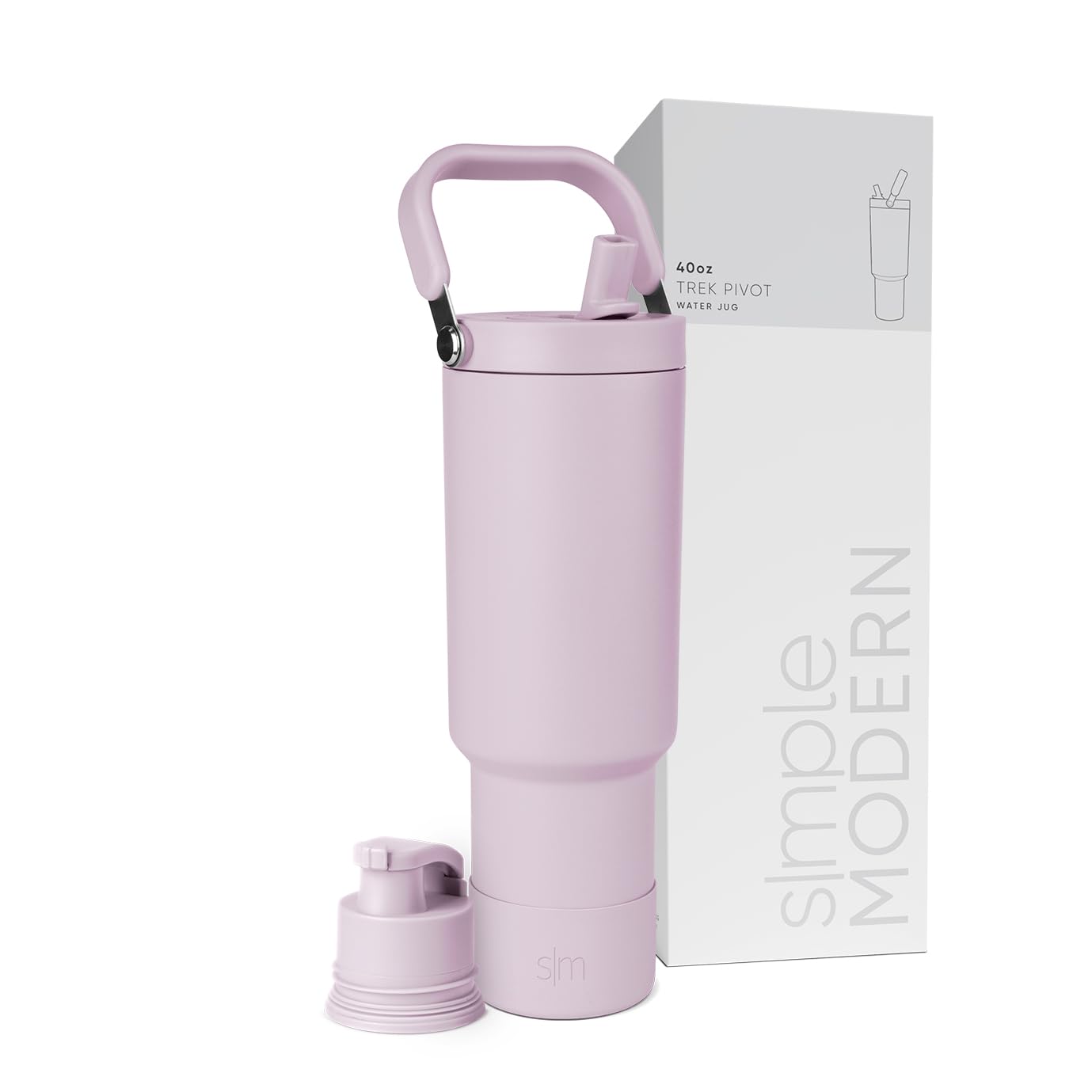 Simple Modern Trek Pivot | 40oz Flip Straw Tumbler with Handle | Water Bottle & Boot | Interchangeable Straw & Chug Lids | Insulated Stainless Steel Jug | Gym Sports Outdoors | Lavender Mist