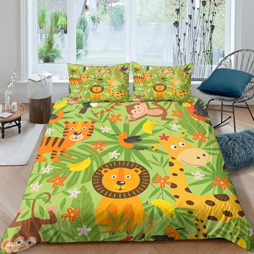 Funda nórdica 3D jungle con cremallera antiácaros de microfibra suave 200x200cm 2