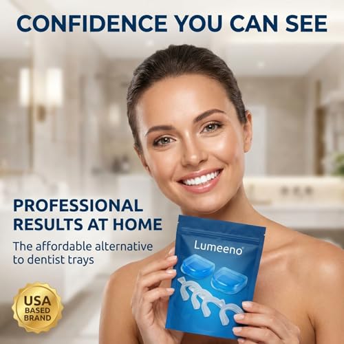 Image of Lumeeno Moldable Teeth Whitening Trays for Gel Compatible with Opalescence and All Gels - 4 Trays & 2 Storage Cases Thin, Trimmable, BPA-Free