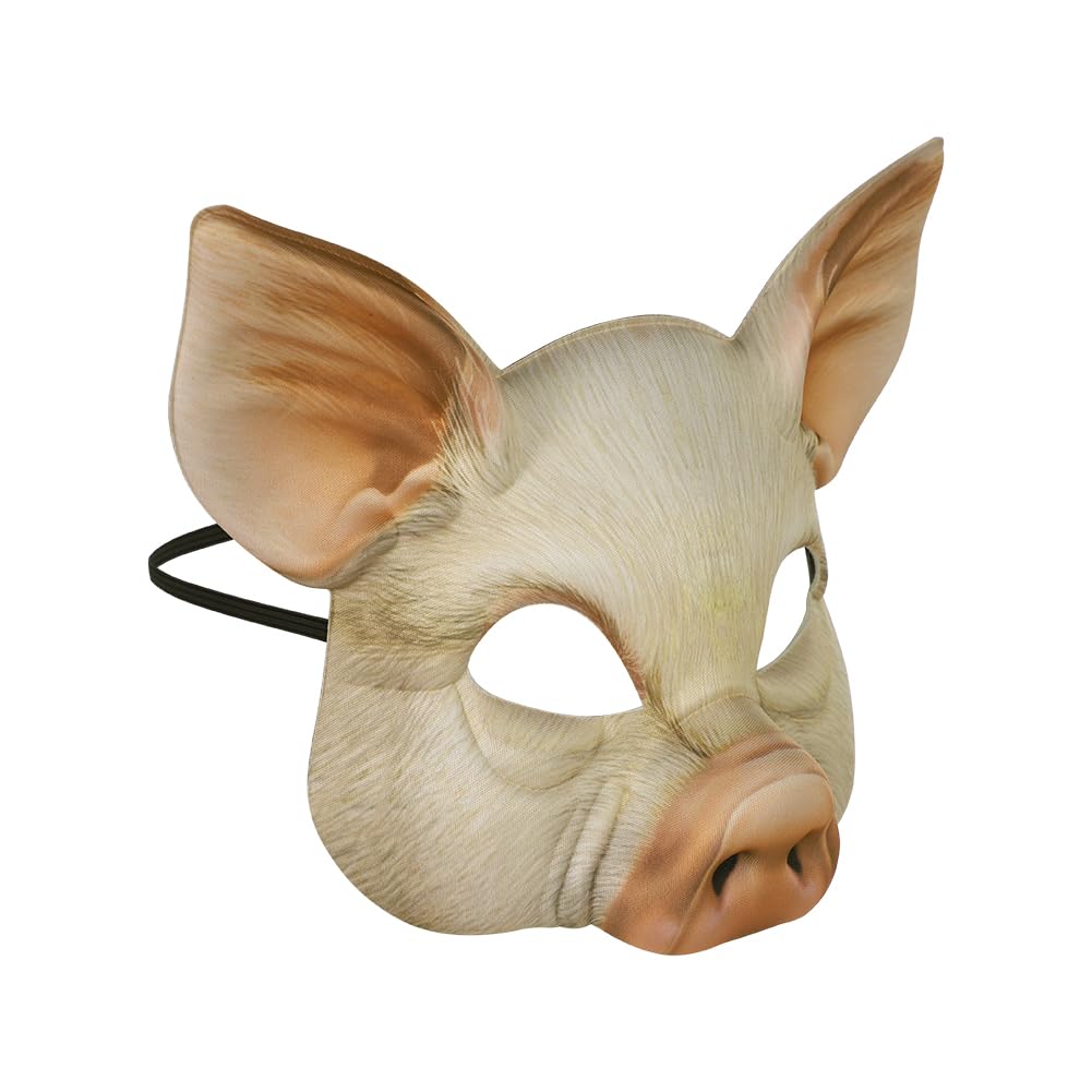 haozaikeji 2PCS Horror Pig Mask Halloween Creepy Scary Piggy Half Face Mask Latex Pig Animal Headwear Halloween Face Cosplay Props Fancy Dress Costume Accessory - Image 4