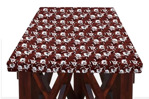 Image of The Furnishing Tree Elastic Rectangular Dining Table Cover WxL 36x63 in Inches Polyester Floral Pattern Magenta