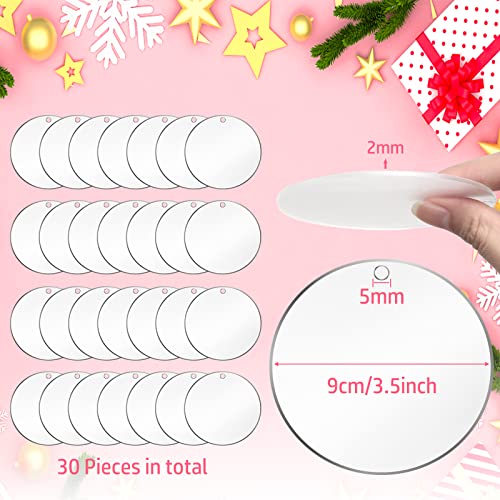 Cludoo 6646539011 3.5 Inch Acrylic Ornaments Blanks, 30Pcs Clear Round Acrylic Ornament Blanks, Acrylic Circle Disc Ornament Blanks With Hole For Vinyl, Christmas Decor thumb #4